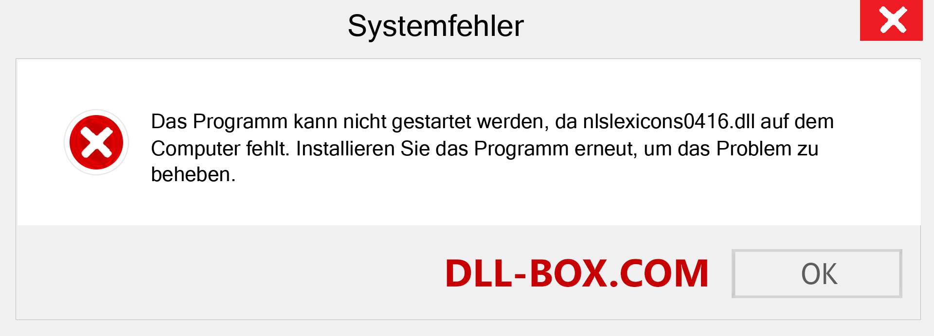 nlslexicons0416.dll-Datei fehlt?. Download für Windows 7, 8, 10 - Fix nlslexicons0416 dll Missing Error unter Windows, Fotos, Bildern