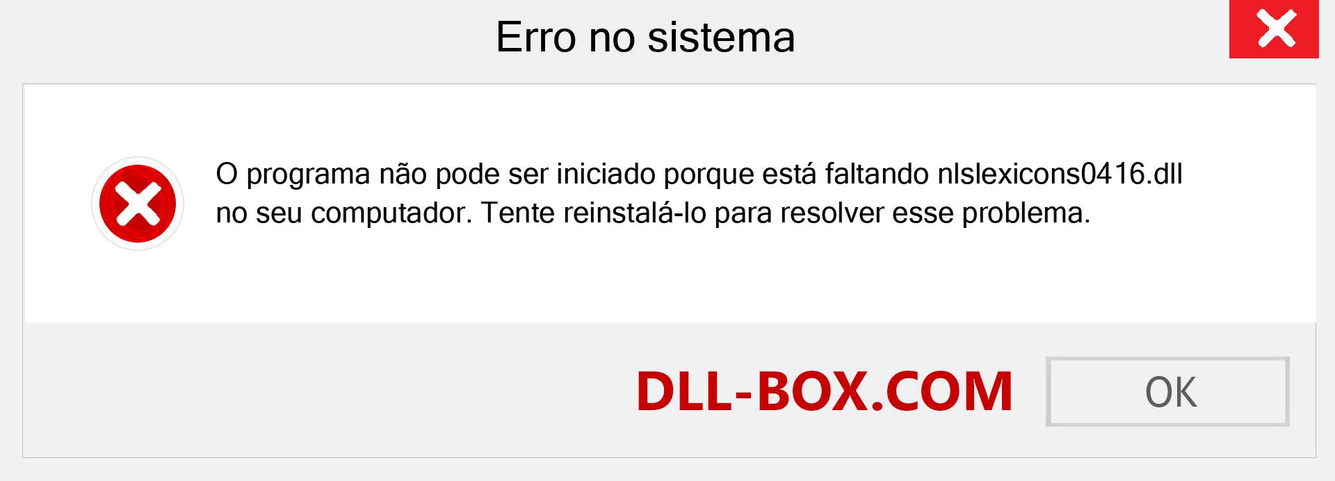 Arquivo nlslexicons0416.dll ausente ?. Download para Windows 7, 8, 10 - Correção de erro ausente nlslexicons0416 dll no Windows, fotos, imagens